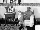General Dwight Eisenhower seated in his headquarters in Algiers.