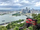 skyline view of Pittsburgh and Point State Park. 