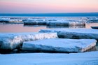 Ice floes along the Bering Sea coast. 
