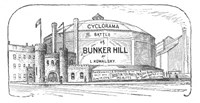 Print of the building for the Cyclorama of the Battle of Bunker Hill by L Kowalsky.