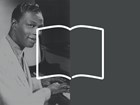 Collage of a photo of Nat King Cole at a piano and the outline of an open book