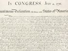 Close up of the Declaration of Independence