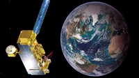 Satellite and Earth in space
