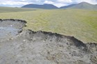 A massive land slump in the Arctic. 