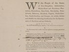 Type set draft of the Constitution with hand-written notes. 