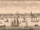 View of New York city with ships in the harbor 1761.
