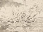 The circle of corrupt officials- two winged figures fighting over swirling waters.