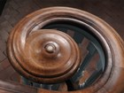 Close-up of wooden stair bannister in Independence Hall.