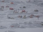 A mountaineering camp on Kahiltna Glacier on Denali.