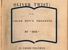 Title page from Oliver Twist with an open book outline