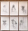 Six pencil sketches of park rangers.