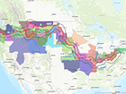 a map of the United States with many colorful highlights