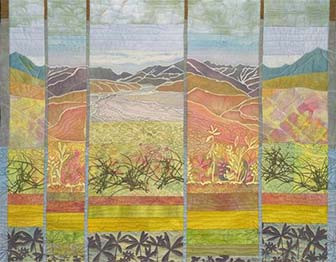 fabric scene of mountains