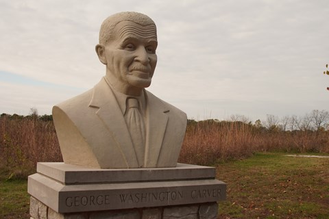 Concrete bust of George Washington Carver