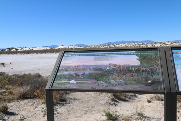 The "Wetter, Bigger, Badder" interpretive sign at the Playa Trail.