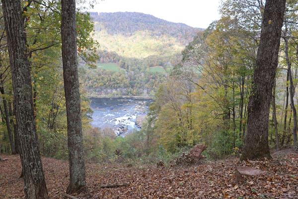 View of the Sandstone Falls from an elevation above the falls.