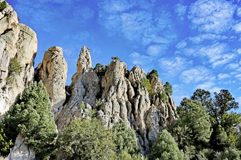 Jagged granite pinnacles jutting up.