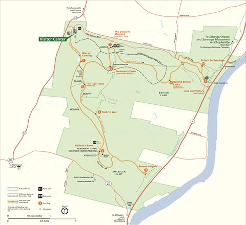 Map of the battlefield road tour through Saratoga National Historical Park