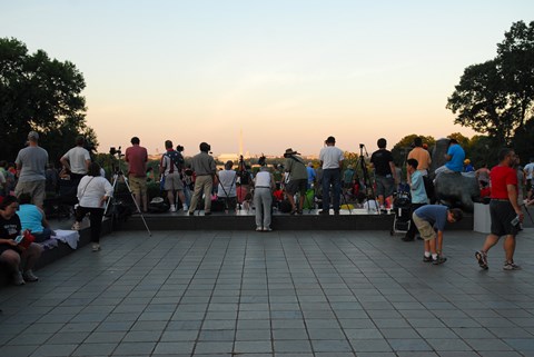 Visitors take photos of Washington, DC from the Netherlands Carillon.