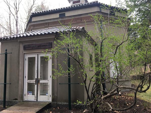 Historic museum building with a tree next to the front entrance