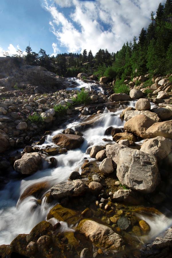 water cascading down rocks