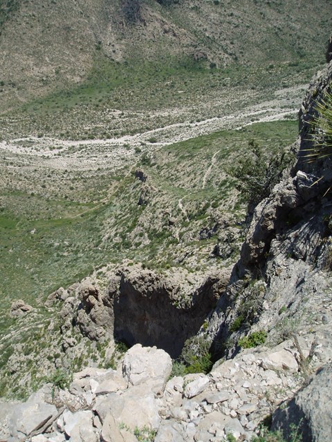 Photo looking down from the Slaughter Canyon Cave Trail.