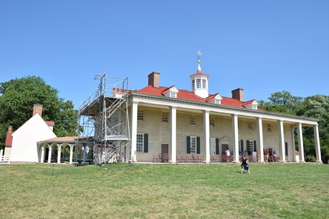 A view of the back portico of the Mount Vernon Mansion