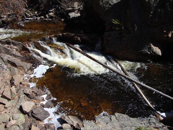 a pool of water with small waterfall