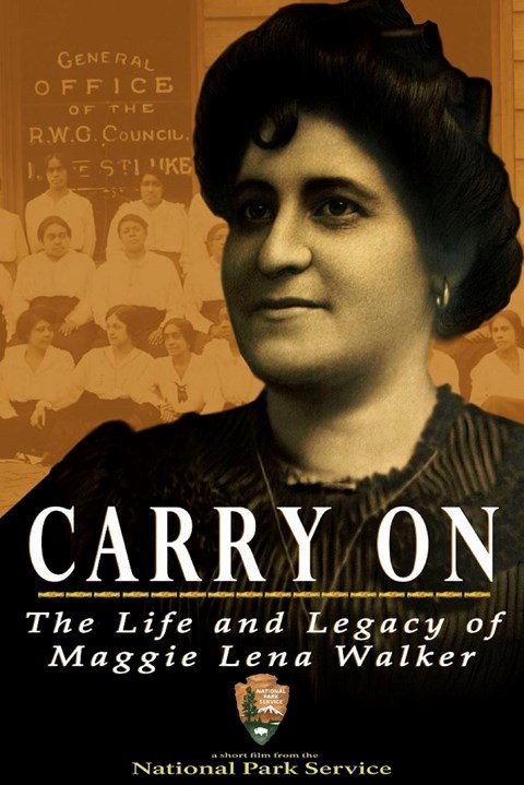 movie poster with "Carry On" and an image of a woman behind the text