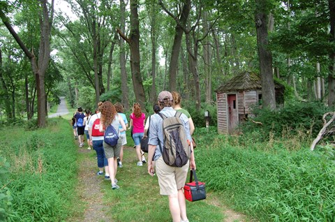 Image of hikers on a hiking trail