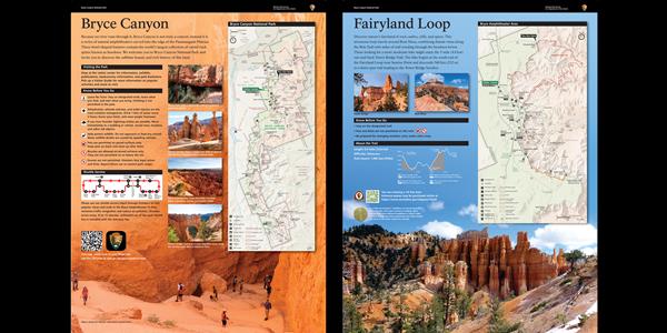 Wayside exhibits providing information about the park and Fairyland Loop Trail.