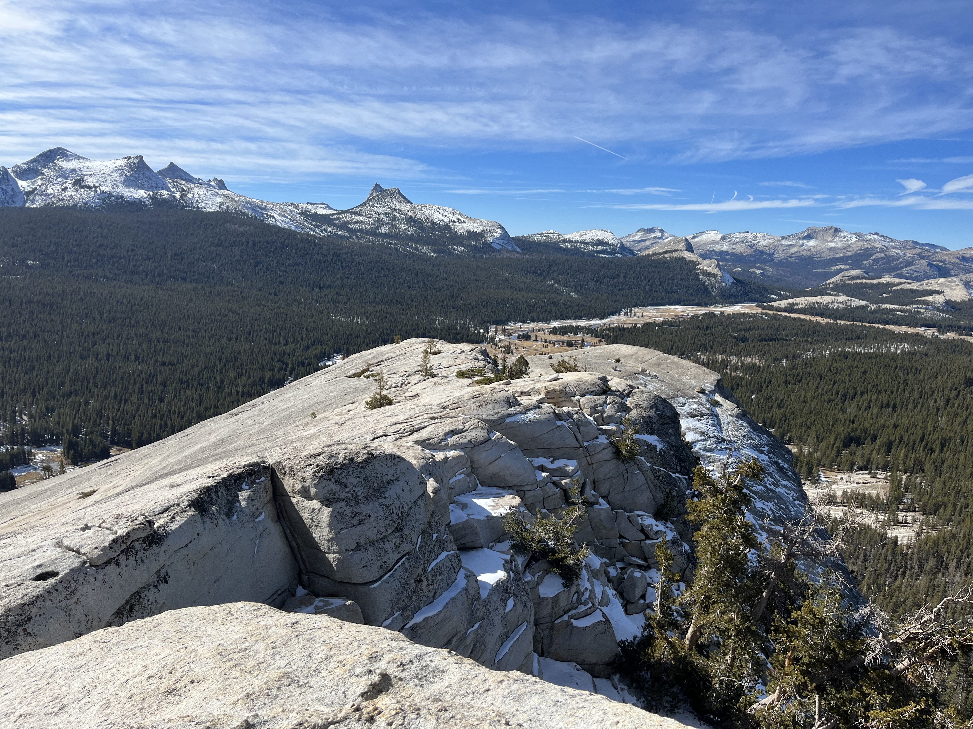 The summit of Lembert Dome in late fall looking toward the Cathedral Range