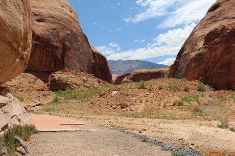 Paved trail in sandstone canyon