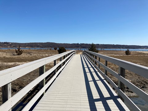 A view along Eel Creek Bridge towards Cold Spring Harbor.