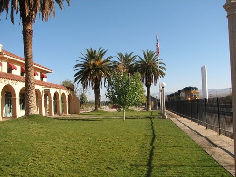 Train tracks run by outside the Kelso Depot