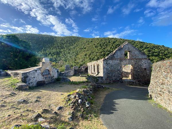 Much remains of the intricately built stone structures. The building no longer has roof or windows.