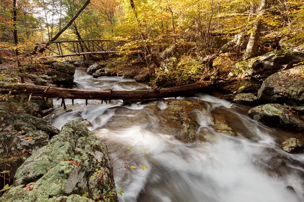 A bridge over a mountain creek.