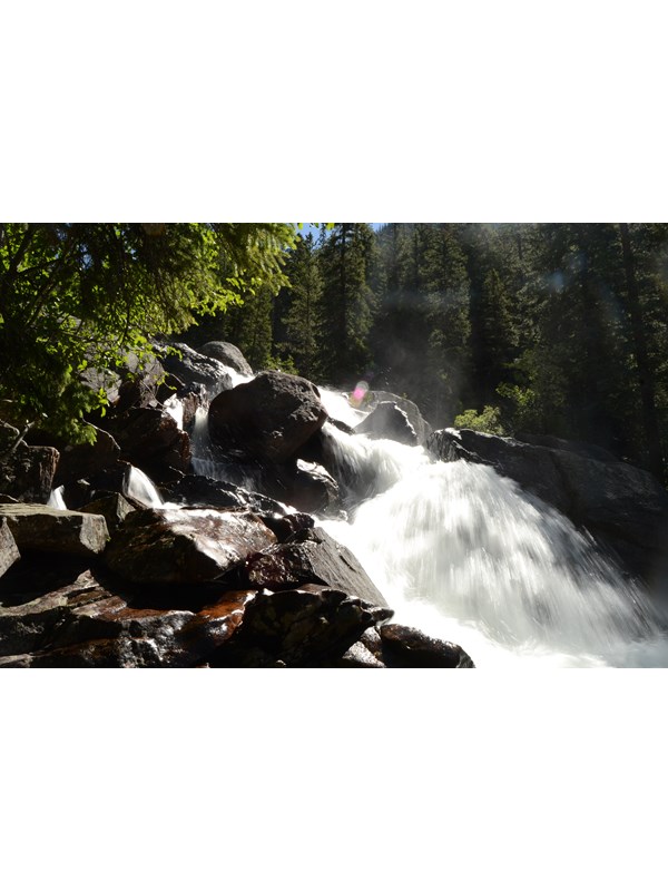 water cascading down rocks