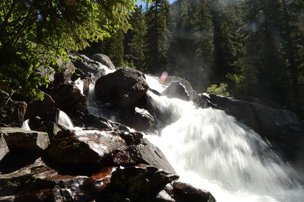 water cascading down rocks
