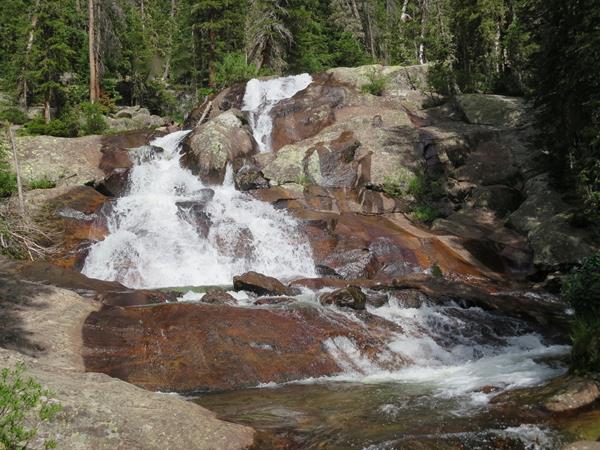 water cascading down rocks