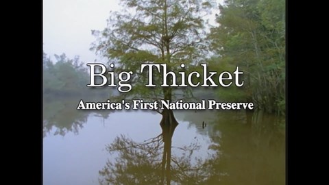 foggy river view with text that reads "Big Thicket: America's First National Preserve"