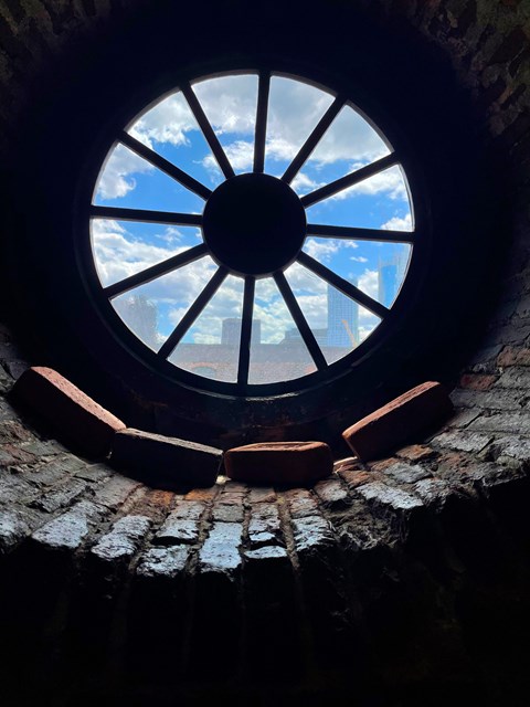 a circular spyglass window