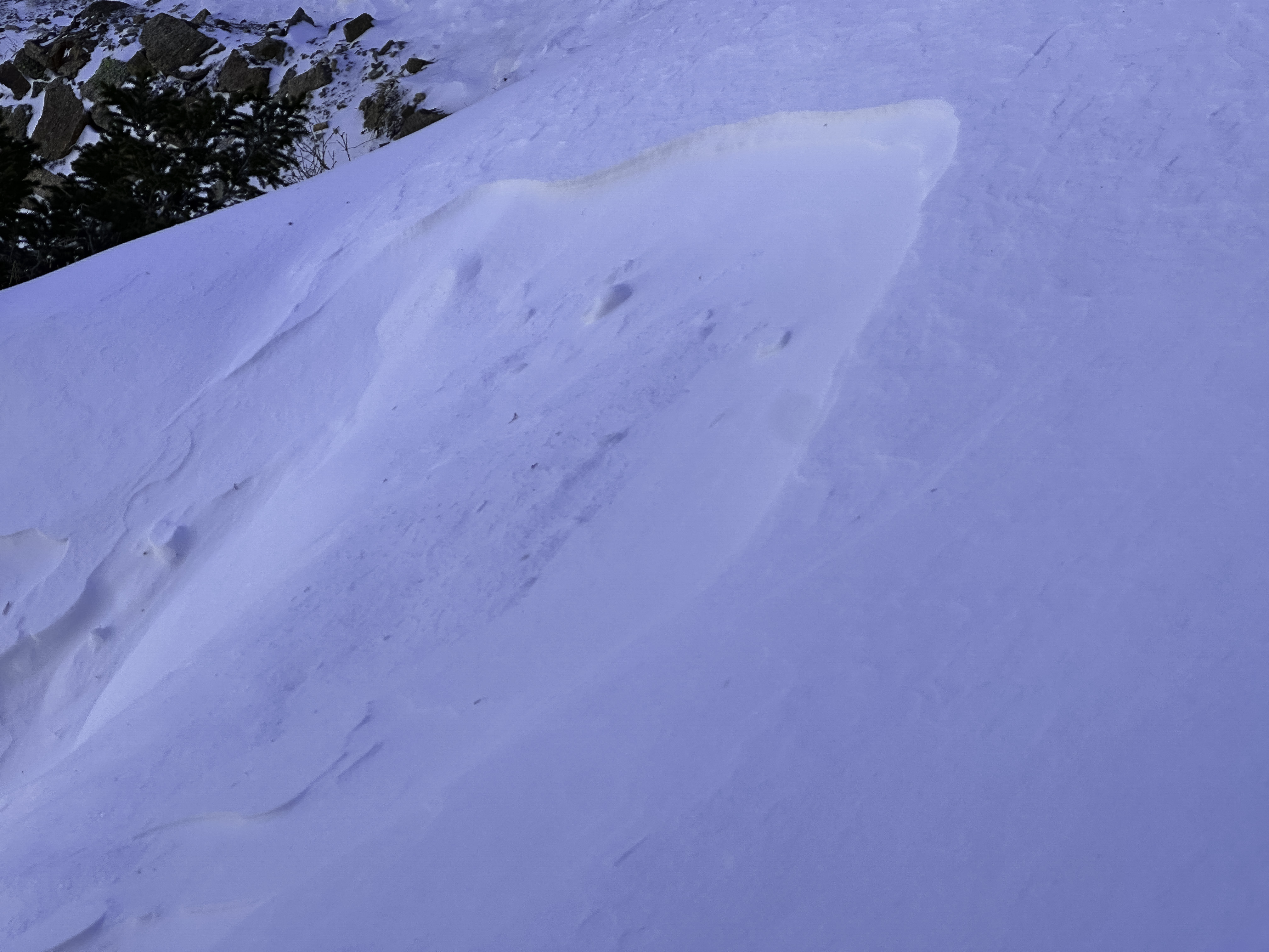 Natural avalanche snow slide on a slope