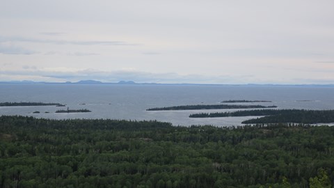 View from Mt. Franklin looking north to the Canadian shoreline.