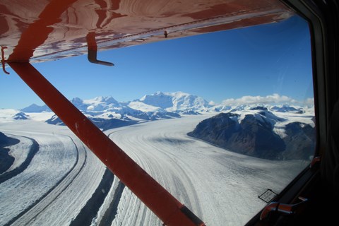 Flying over the Wrangell Mountains