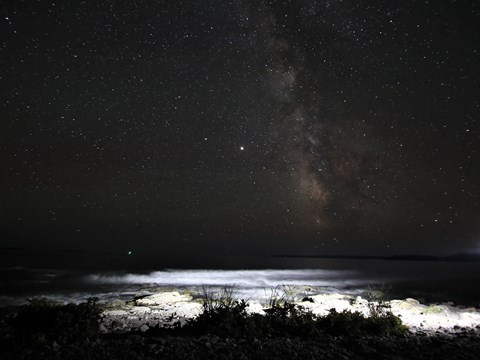 Waves and Milky Way at Seawall Picnic Area