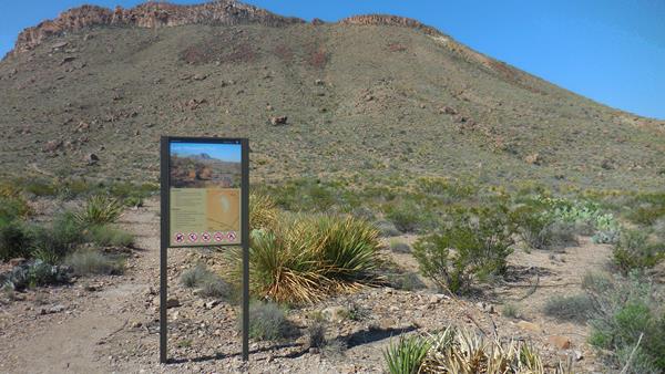 A sign and path mark the beginning of the loop trail.