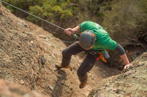 Rock climber on a rock crag
