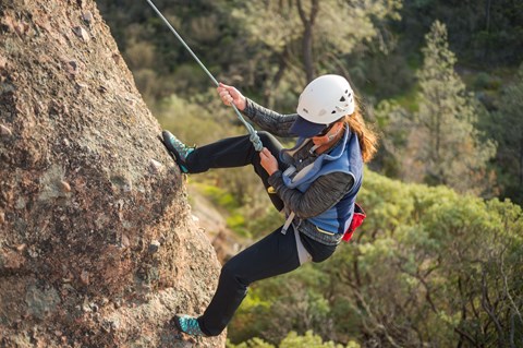 Rock climber on a rock crag