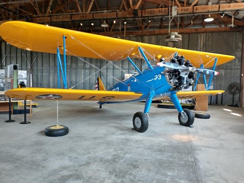 PT-17 Stearman biplane in Hangar 1